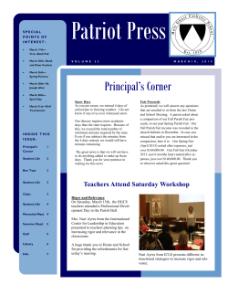 Principal`s Corner - Holy Ghost Catholic School