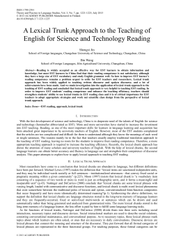 A Lexical Trunk Approach to the Teaching of English for Science