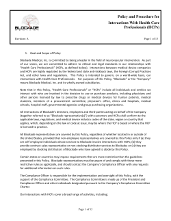Policy and Procedure for Interactions With