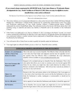 If you owned a home constructed by KB HOME in the Twin Lakes