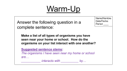 Levels of Organization