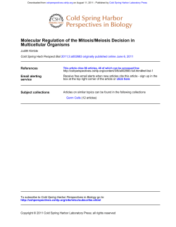 Multicellular Organisms Molecular Regulation of the Mitosis/Meiosis
