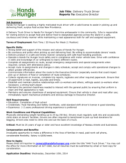 Job Title: Delivery Truck Driver Reports To