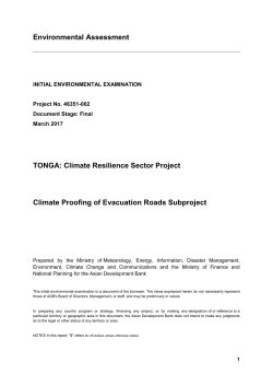 Environmental Assessment TONGA: Climate Resilience Sector