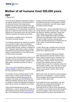 Mother of all humans lived 200000 years ago