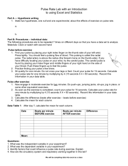 Pulse Rate Lab with an Introduction to using Excel and Statistics