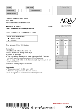 GCE Applied Science Unit 5 - Choosing and Using