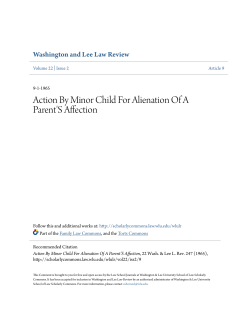 Action By Minor Child For Alienation Of A Parent`S Affection