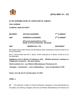 Personal representatives of the Estate of Vincent Alexander, deceased
