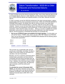 Datum Transformation: WGS-84 to Older Ellipsoids and Horizontal