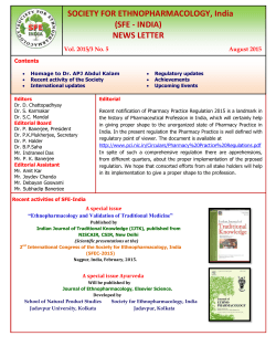 SOCIETY FOR ETHNOPHARMACOLOGY, India (SFE