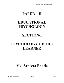 PAPER &ndash; II EDUCATIONAL PSYCHOLOGY SECTION