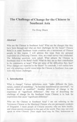 The Challenge of Change for the Chinese in Southeast Asia
