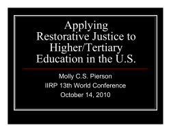 Applying Restorative Justice to Higher/Tertiary Education