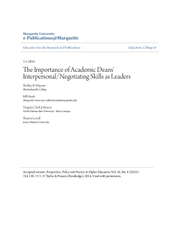 The Importance of Academic Deans` Interpersonal/Negotiating Skills