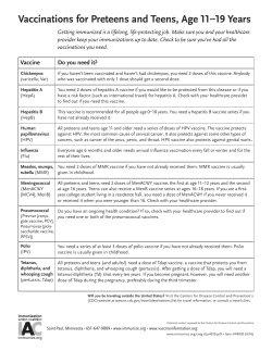 22. Vaccinations for preteens and teens, age 11