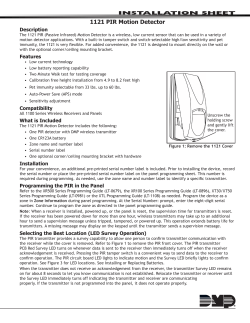 1121 PIR Motion Detector - Digital Monitoring Products
