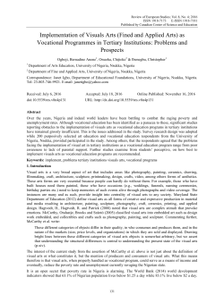 Implementation of Visuals Arts (Fined and Applied Arts) as