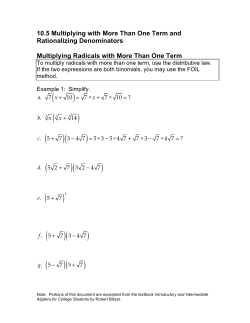 10.5 Multiplying with More Than One Term and Rationalizing