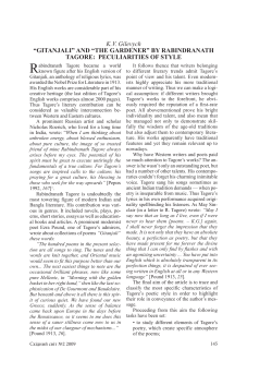 K.V. Gilevych &ldquo;GITANJALI&rdquo; AND &ldquo;THE GARDENER&rdquo; BY