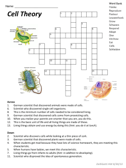 HW 9/9 Cell Theory Crossword