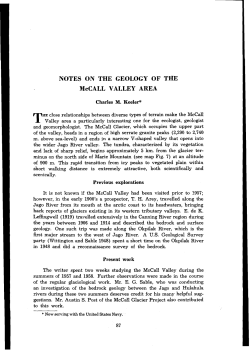 NOTES ON THE GEOLOGY OF THE McCALL VALLEY AREA