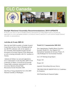 Guelph National Assembly Recommendations