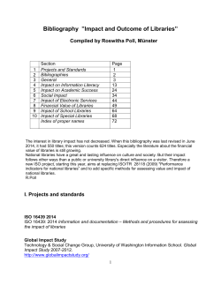 Bibliography ”Impact and Outcome of Libraries”