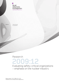 Evaluating safety-critical organizations&ndash; emphasis on the