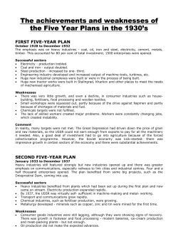 The achievements and weaknesses of the Five Year Plans in the