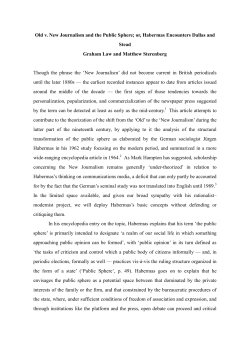 Old v. New Journalism and the Public Sphere