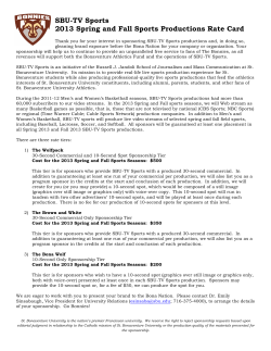 SBU-TV Sports 2013 Spring and Fall Sports Productions Rate Card