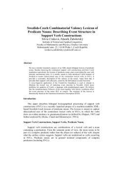 Swedish-Czech Combinatorial Valency Lexicon of Predicate Nouns