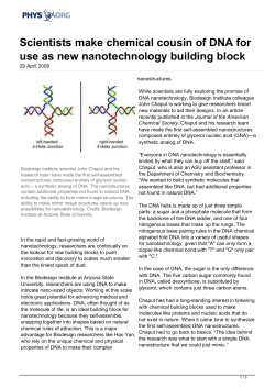 Scientists make chemical cousin of DNA for use as new