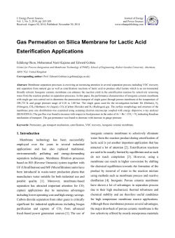 Gas Permeation on Silica Membrane for Lactic Acid Esterification