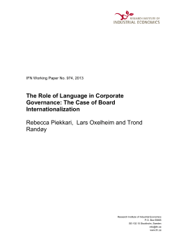 The Role of Language in Corporate Governance: The Case of Board