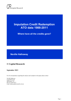 Imputation credit - Economic Regulation Authority