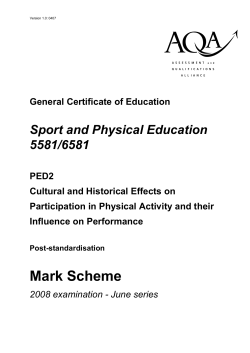 GCE PE Unit 2 - Socio-Cultural and Historical Effects Mark Scheme