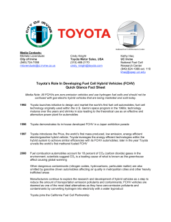 Toyota`s Role In Developing Fuel Cell Hybrid Vehicles (FCHV