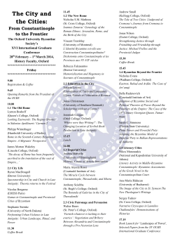 The City and the Cities - Oxford University Byzantine Society