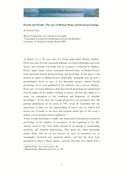 Gestalt and Totality. The case of Merleau