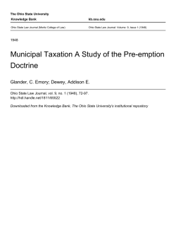 Municipal Taxation A Study of the Pre-emption
