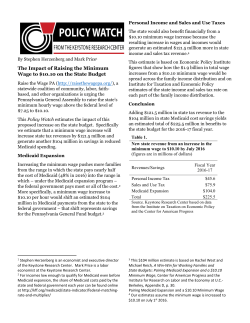 The Impact of Raising the Minimum Wage to $10.10 on the State