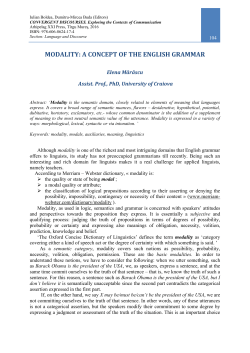 MODALITY: A CONCEPT OF THE ENGLISH GRAMMAR