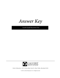 Answer Key - Calvert Education