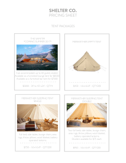shelter co. pricing sheet 2017