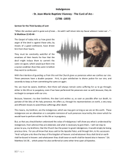 Indulgences - St. Jean-Marie Baptiste Vianney