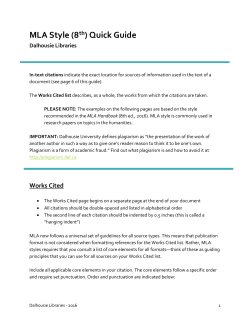 MLA Style (8th) Quick Guide - Dal Libraries