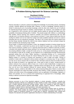 A Problem-Solving Approach for Science Learning