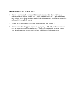 EXPERIMENT 1: MELTING POINTS 1. Prepare a known sample of